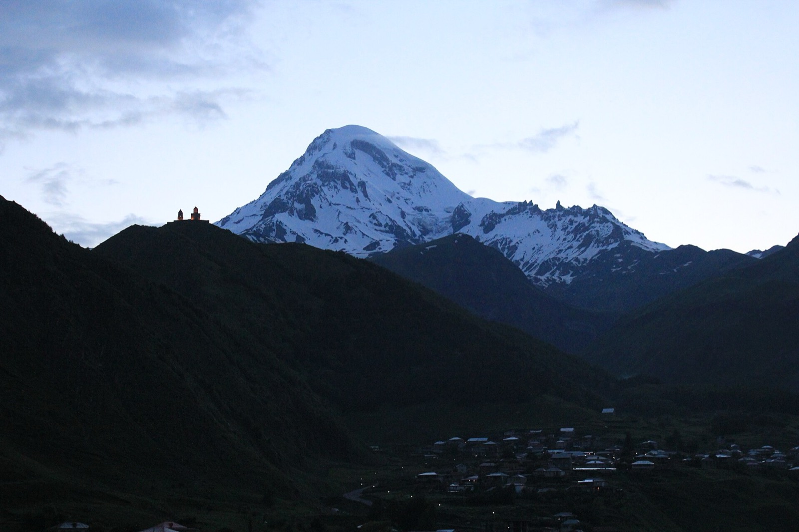 Gergeti Trinity Church below Mt Kazbek, Kazbegi